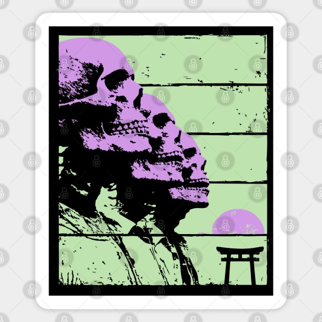 Repeating Skeleton Profile Japanese Ukiyo-e Graphic Sticker by TuncGK